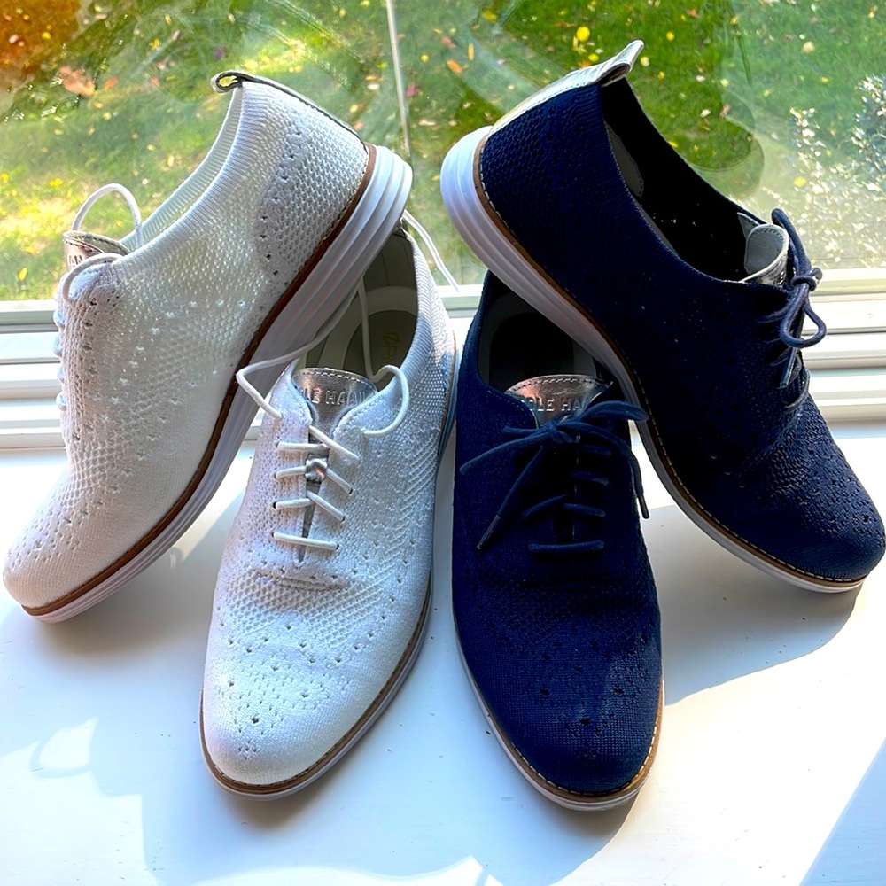Women's ØriginalGrand Wingtip Oxford size 9 White and Dark Blue, worn Twice!